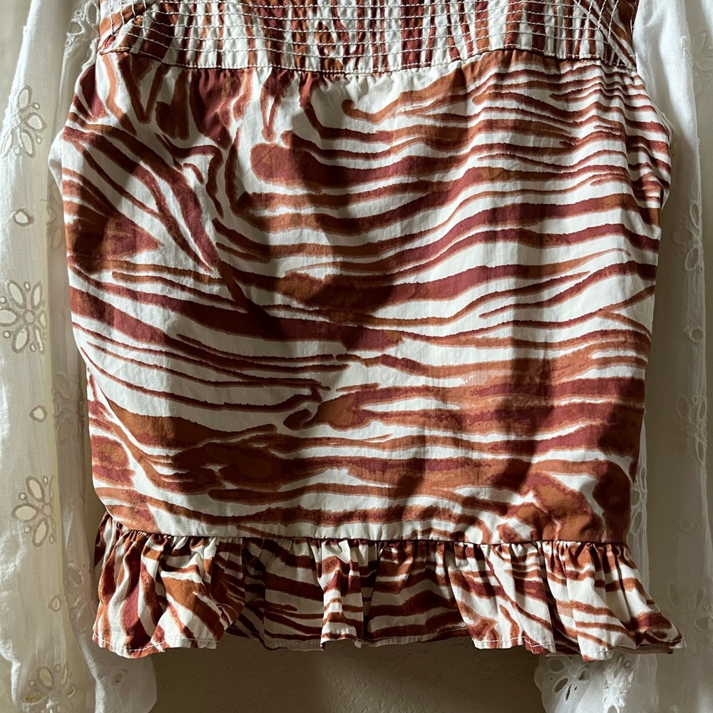 Anthropologie Love The Label Women Smocked Puff-Sleeve Blouse Size S Mixed Print - Picture 7 of 15